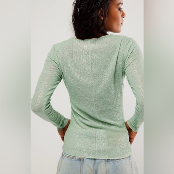 NWOT Free People Intimately Gold Rush Sequence Long Sleeve Top In Size Various - Picture 2 of 7